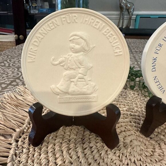 Hummel 1975‎ Wir Danken Fur Ihren Besuch Thank You Porcelain Keepsake Plaque 2pc - Picture 4 of 6